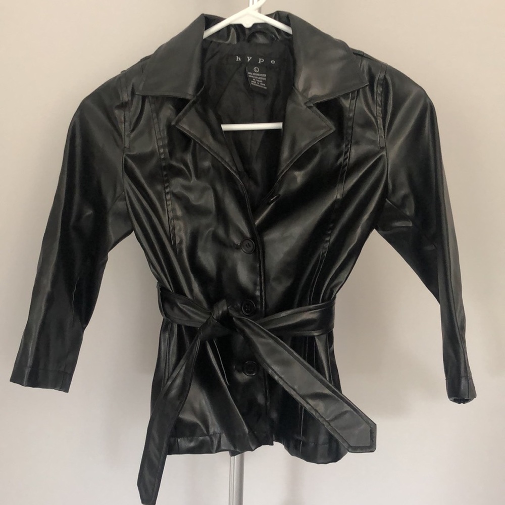 Hype Black Vegan Leather Jacket Size Large